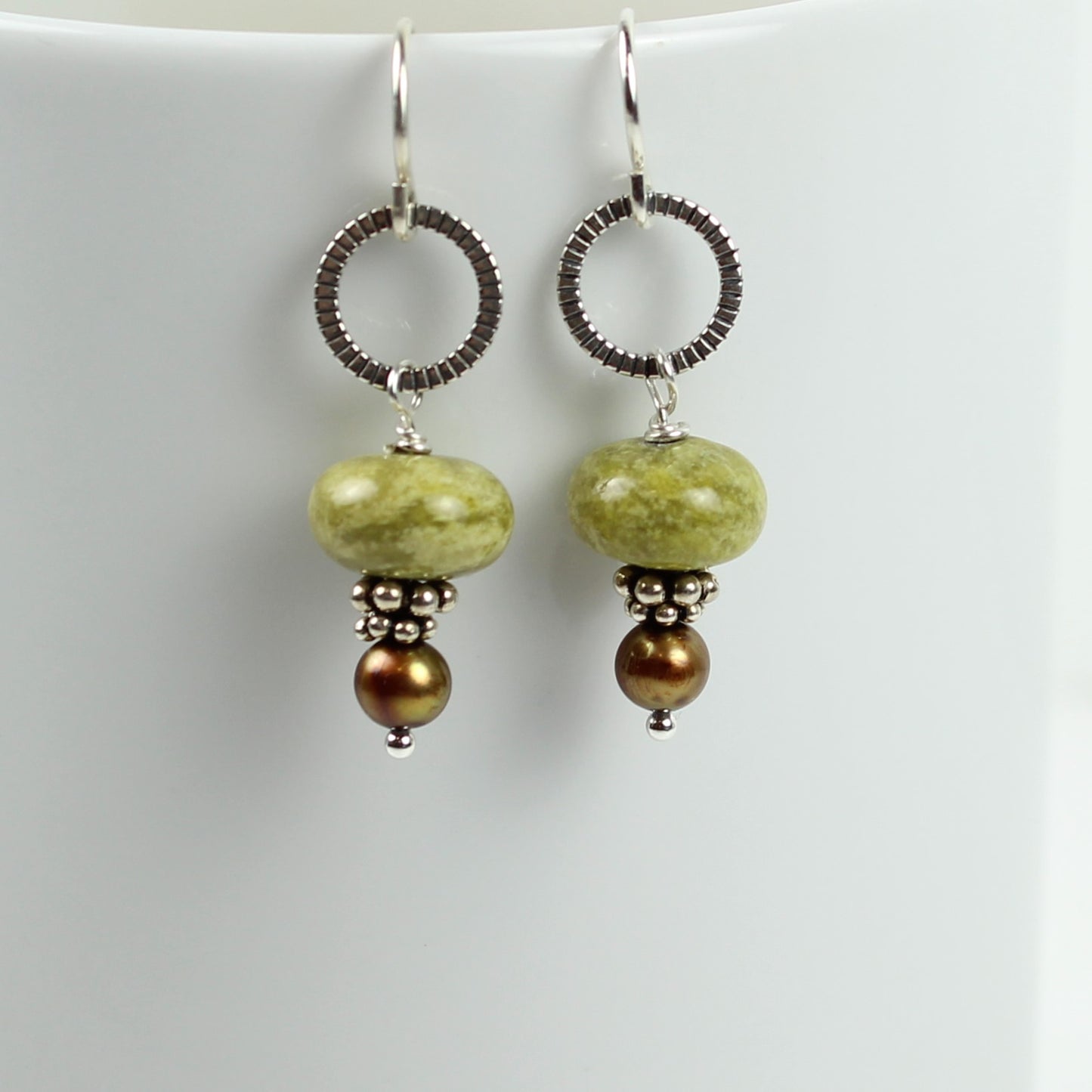 Yellow Turquoise and Sterling Loop Earrings