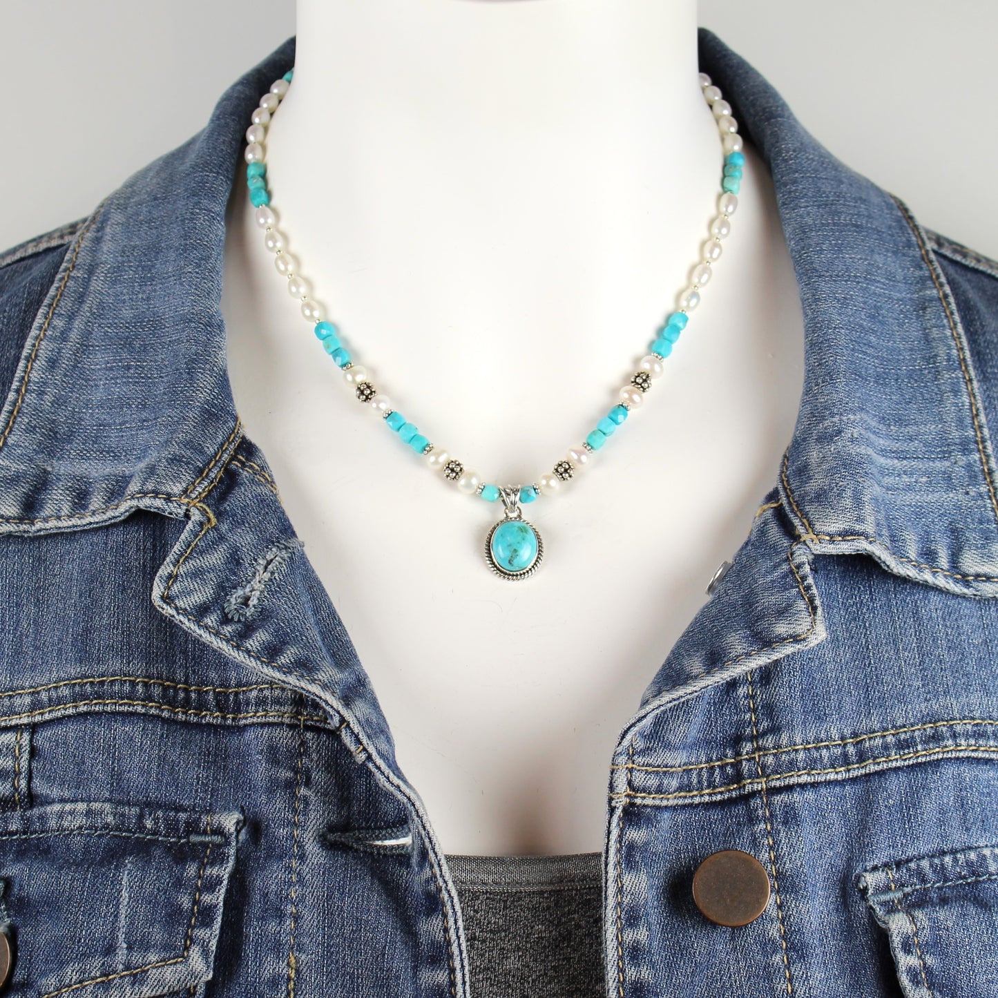 Turquoise and Pearl Necklace
