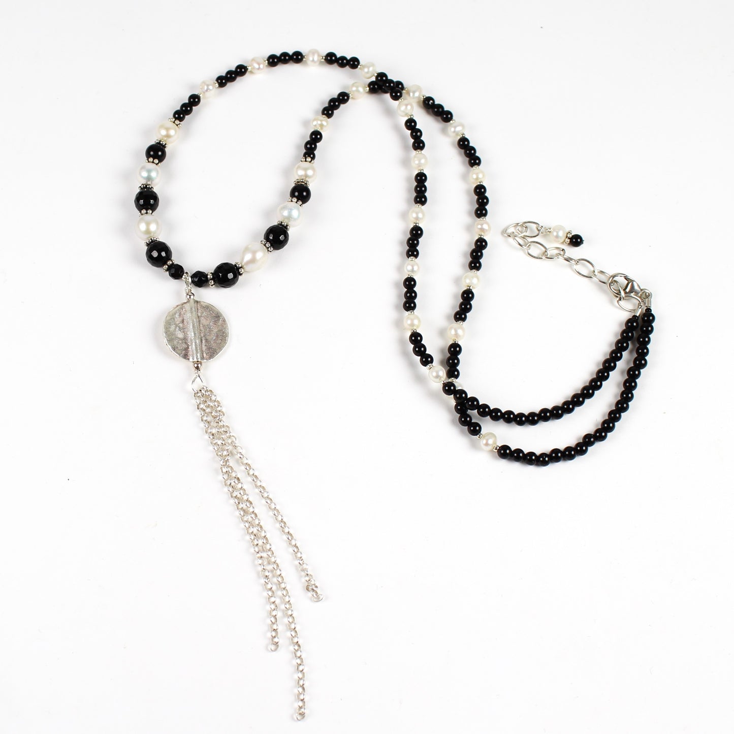 Black and White Tassel Necklace