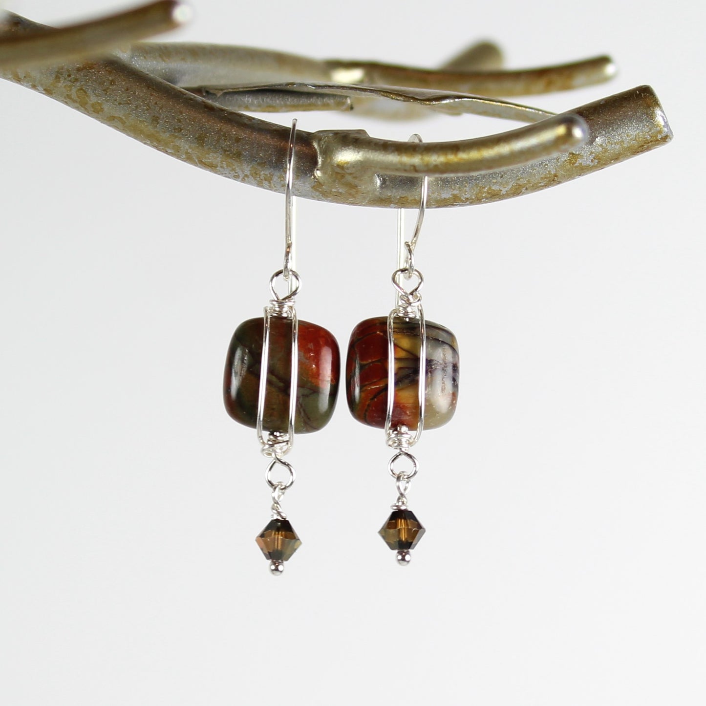 Red Creek Jasper Square Earrings