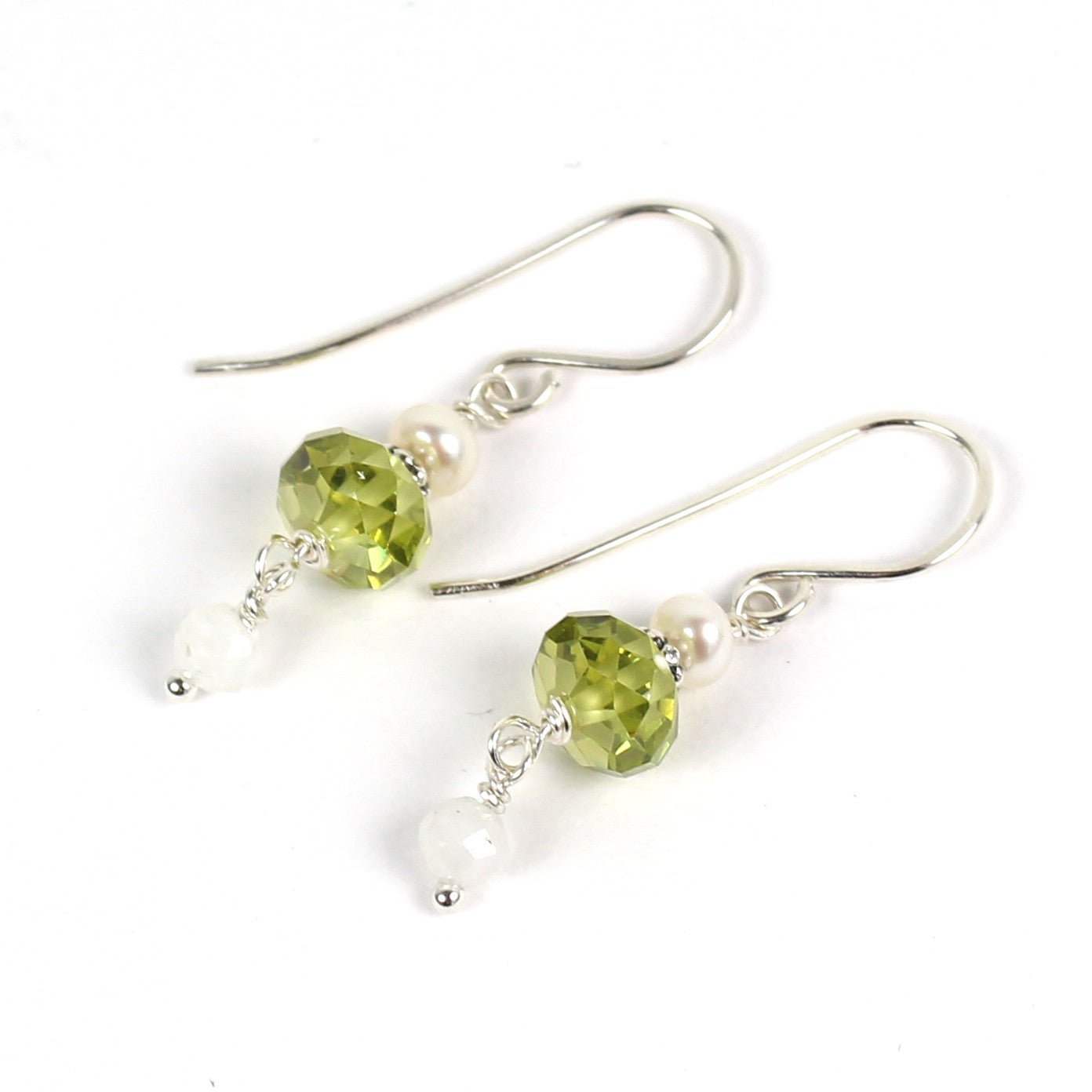 Lime Crystal and Pearl Earrings