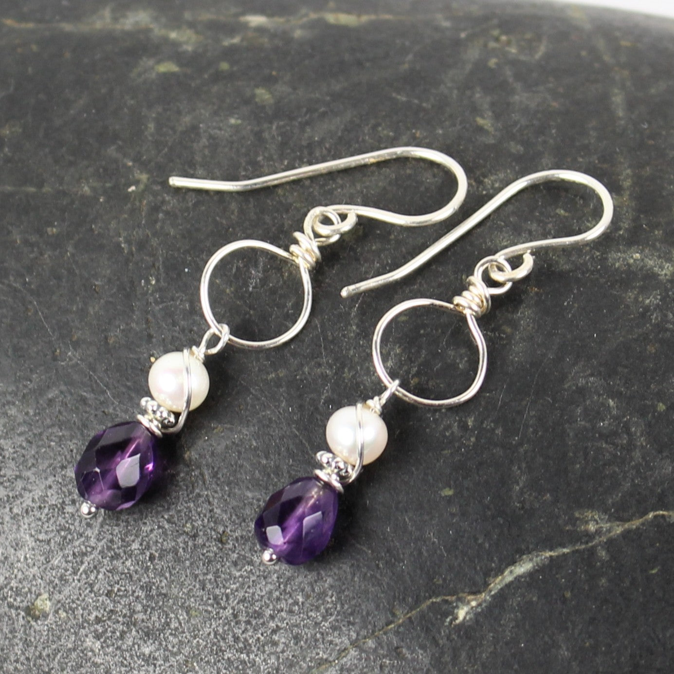 Amethyst and Pearl Earrings