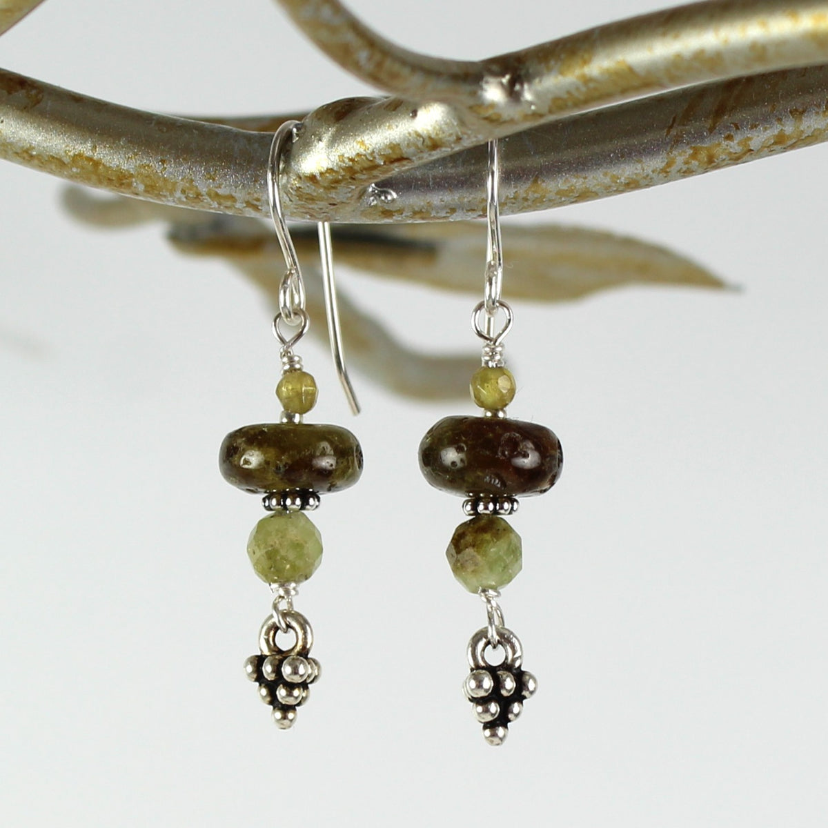 Green Garnet Stacked Earrings