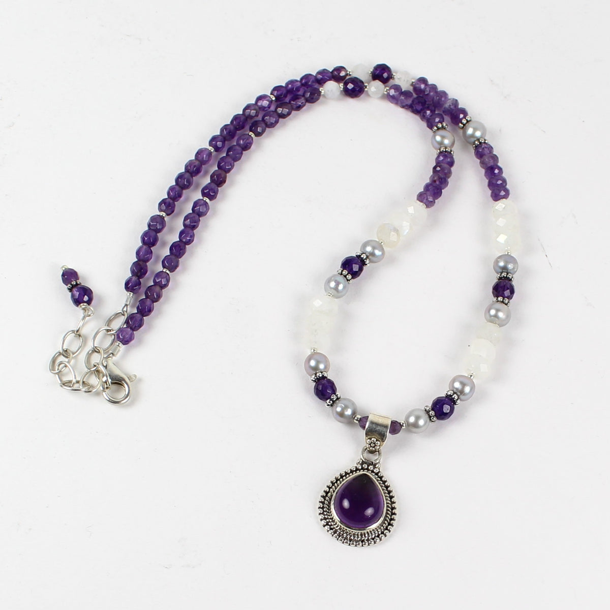Amethyst Teardrop Pendant Necklace