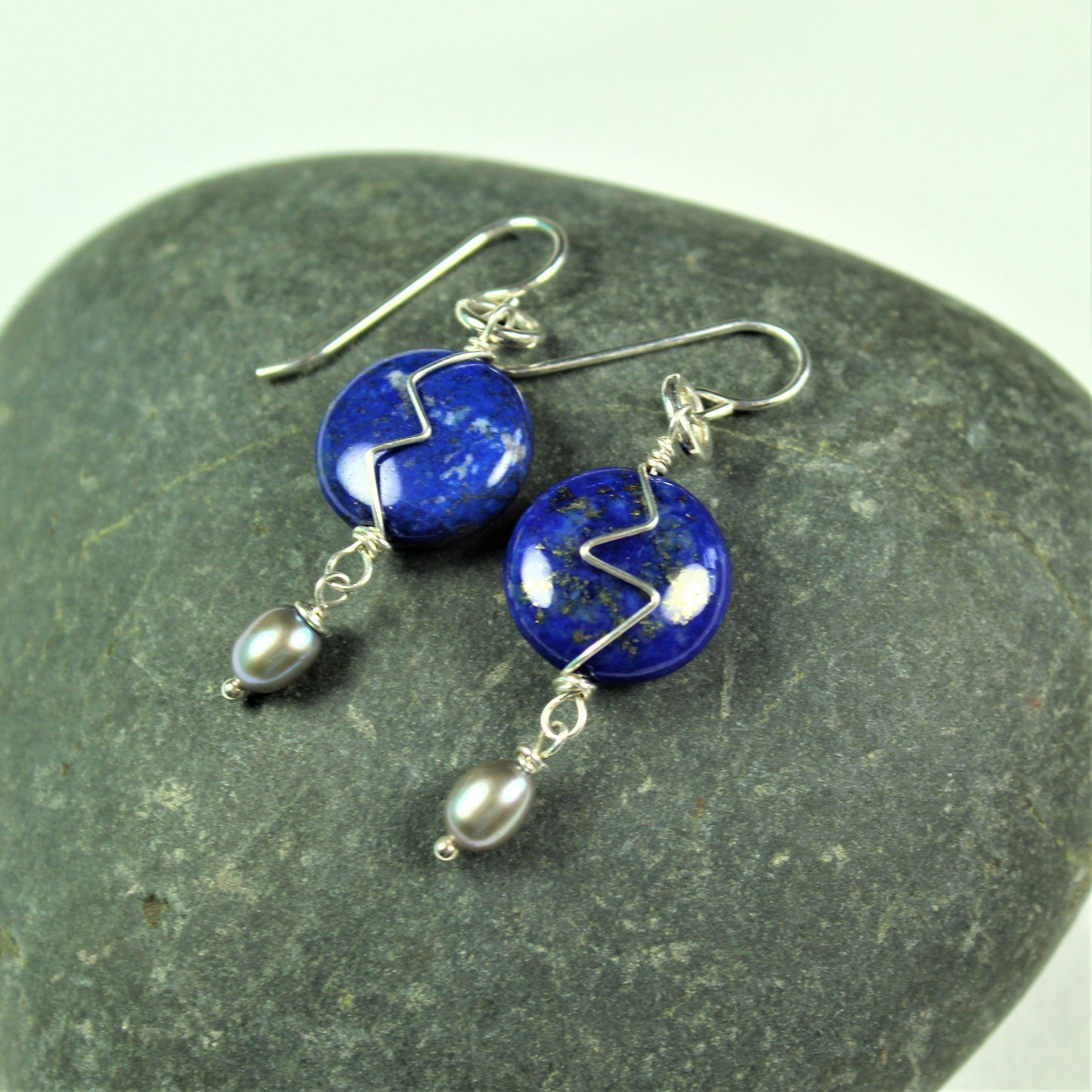 Lapis Disc Earrings