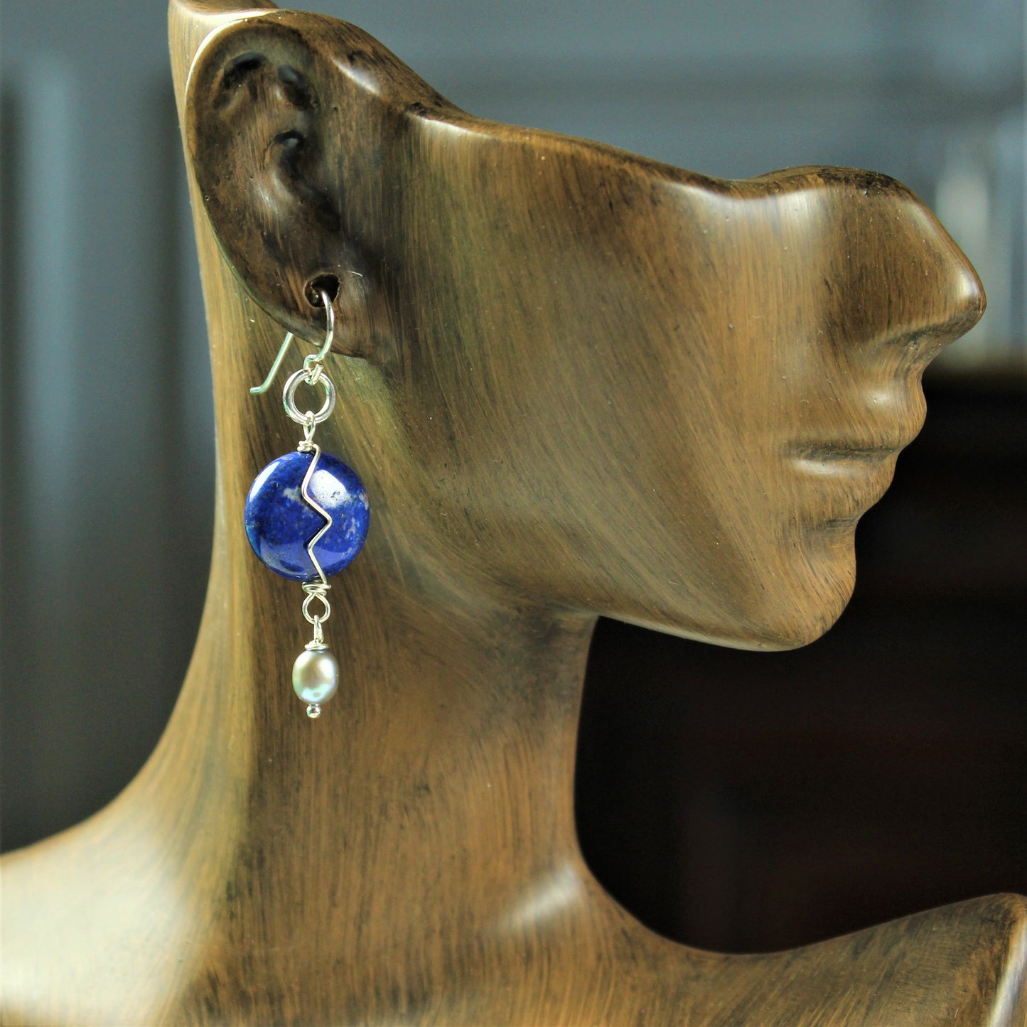 Lapis Disc Earrings