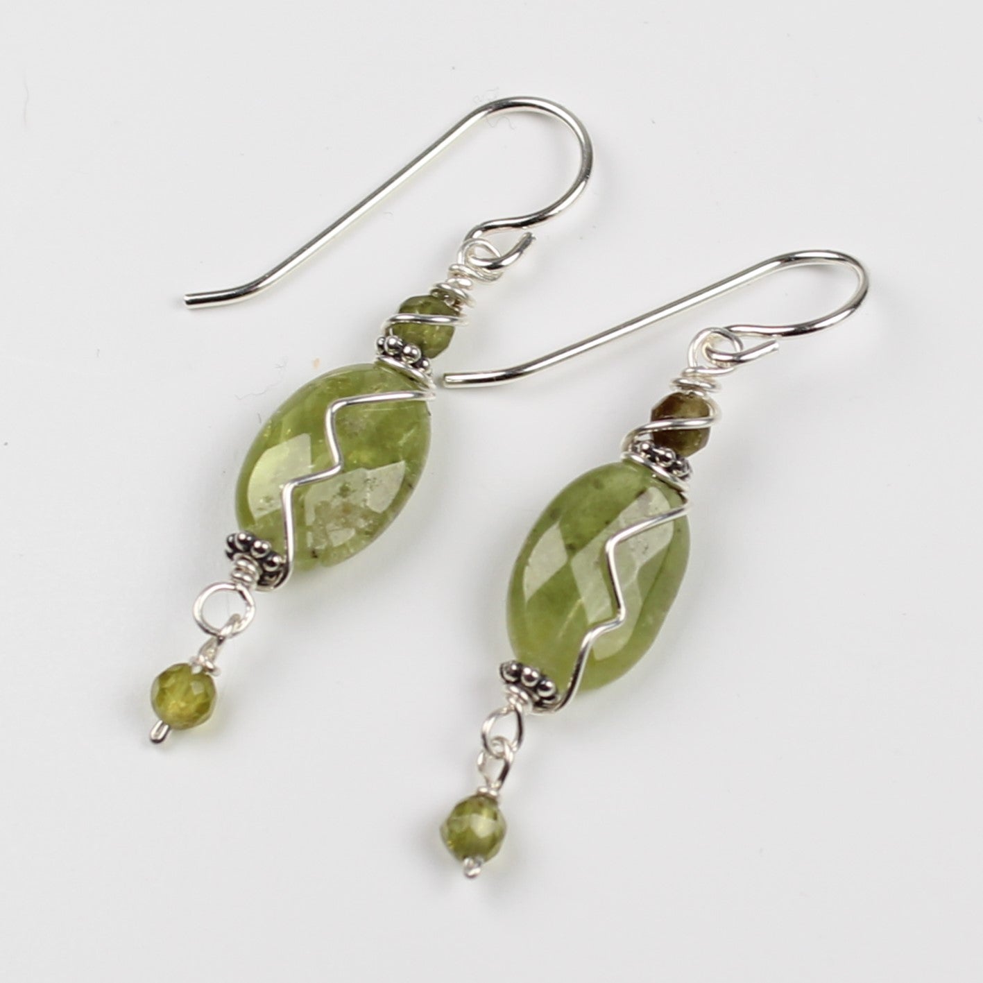 Oval Green Garnet Earrings