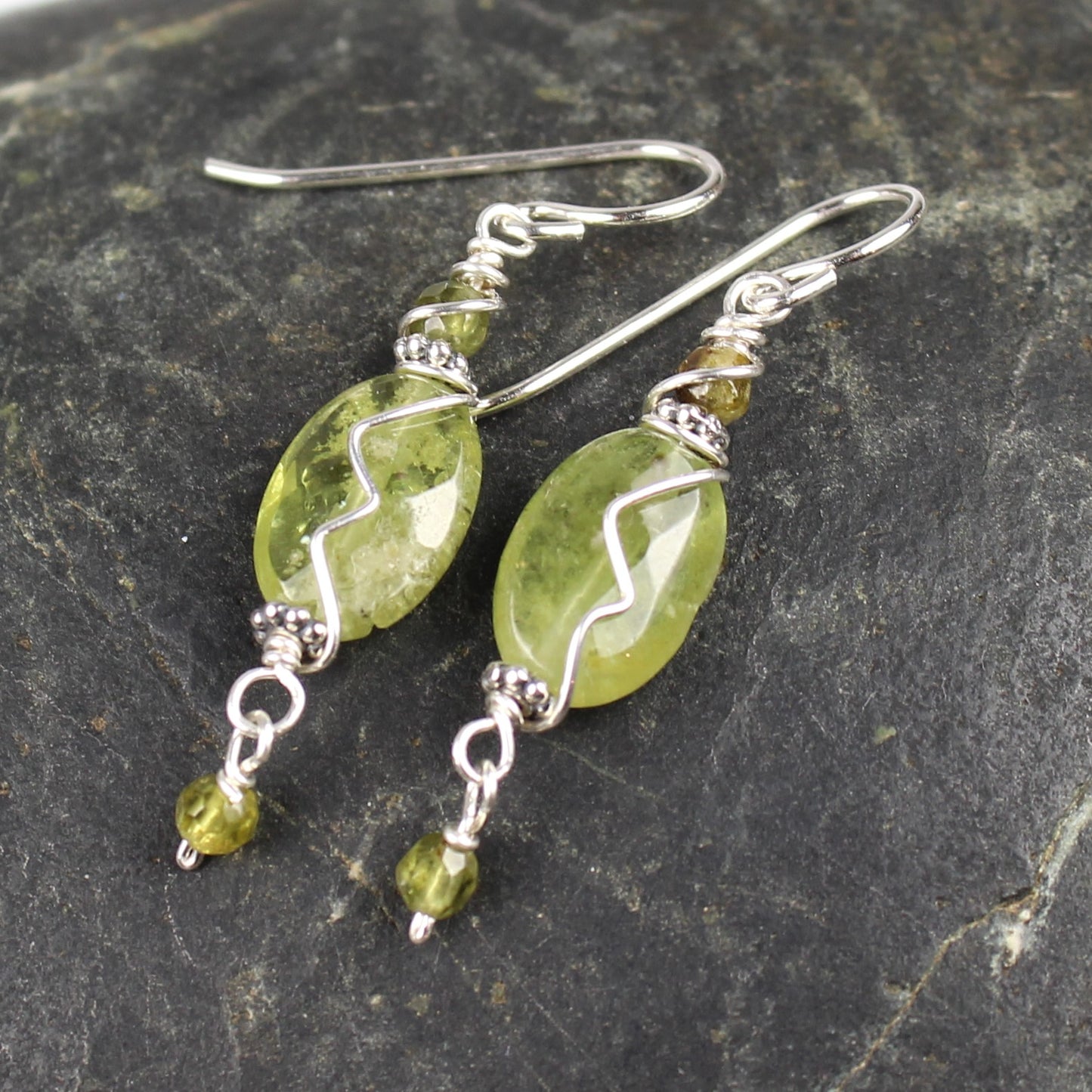 Oval Green Garnet Earrings