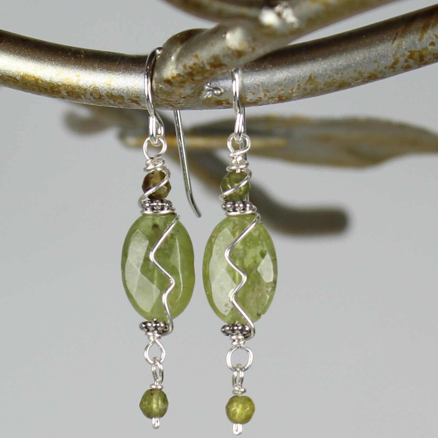 Oval Green Garnet Earrings