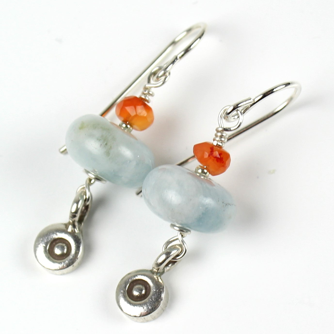 Aquamarine and Carnelian Earrings