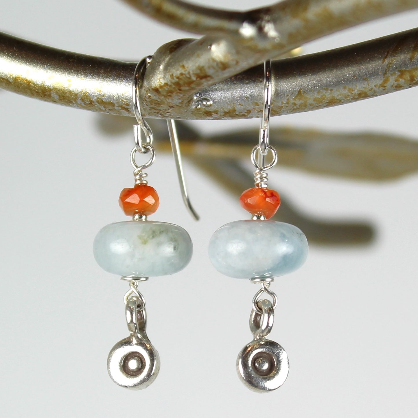 Aquamarine and Carnelian Earrings