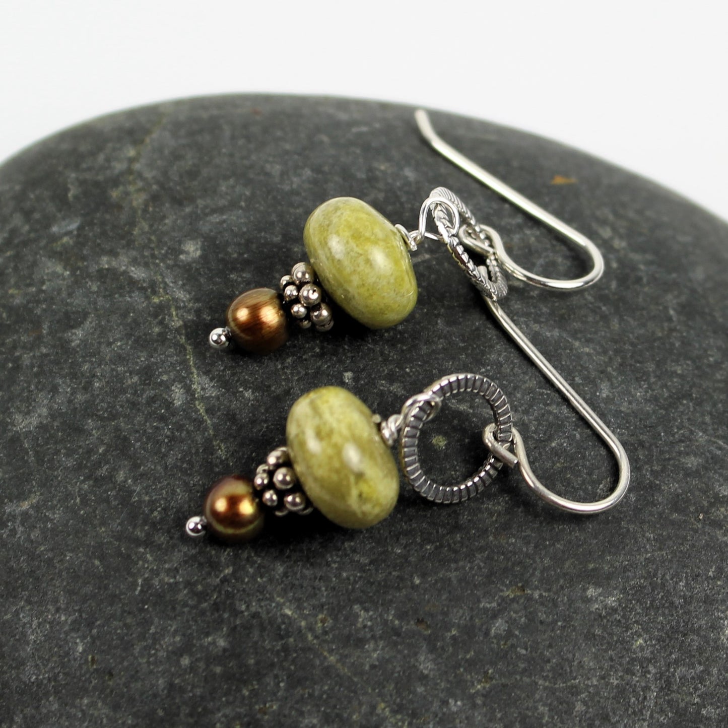 Green Turquoise and Sterling Loop Earrings