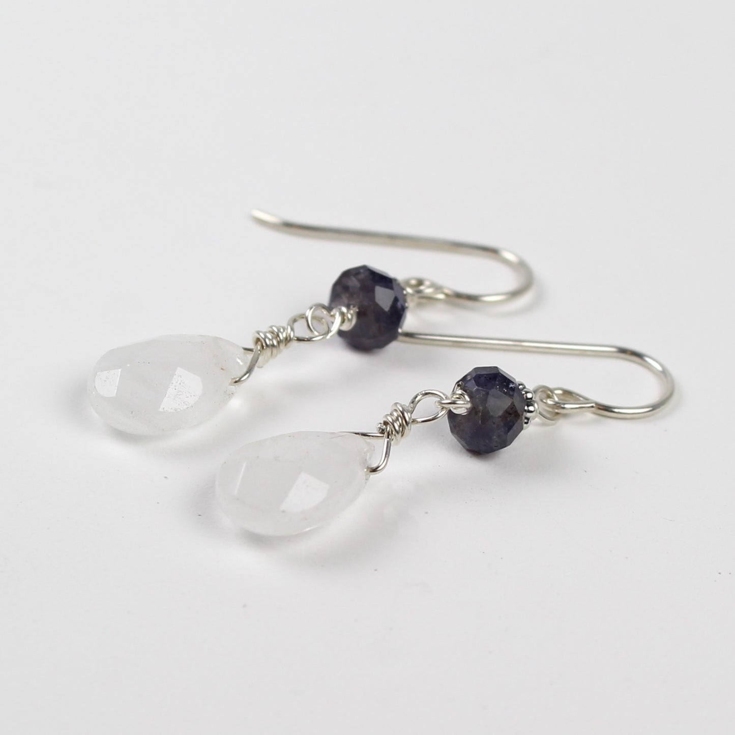 Iolite and White Quartz Earrings