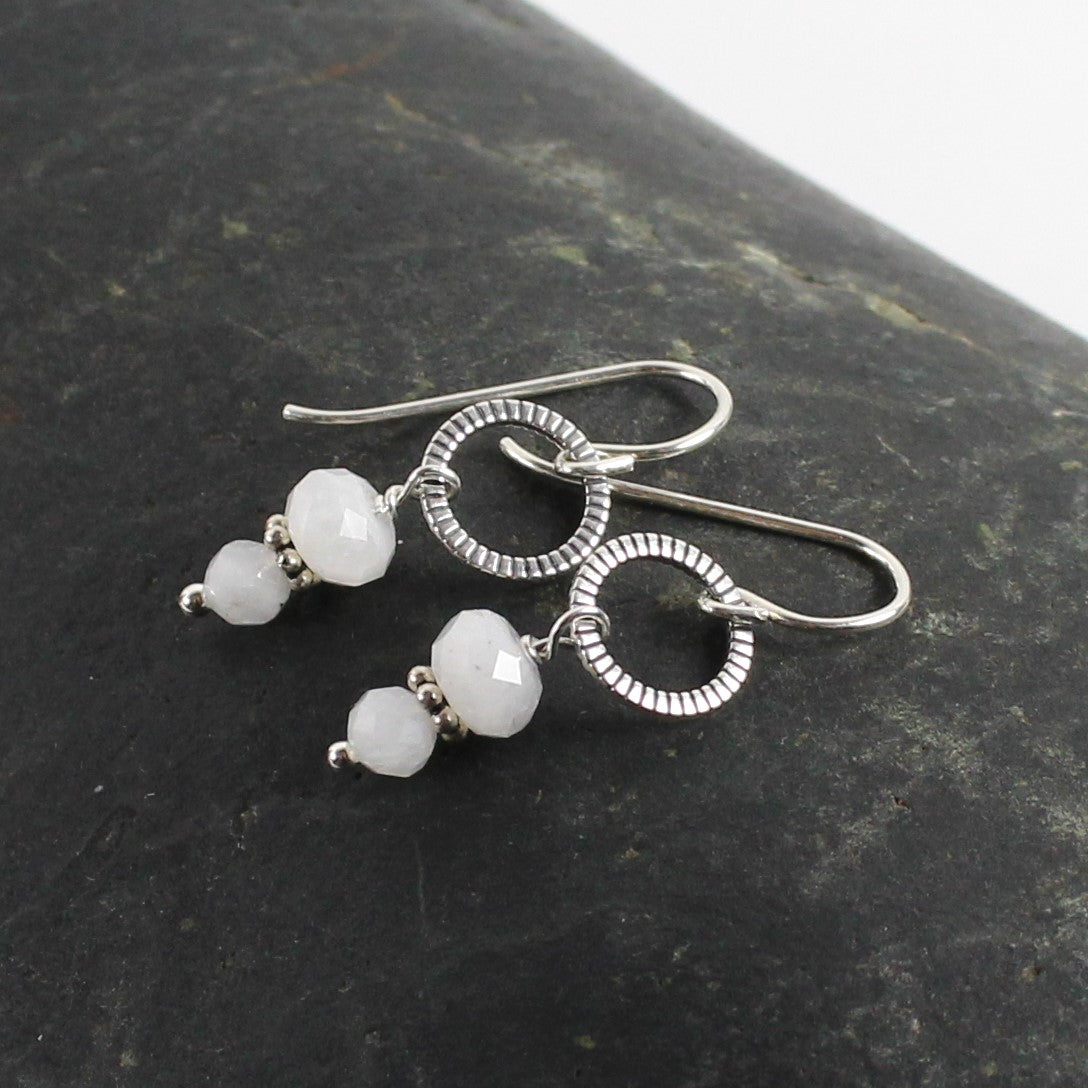 Moonstone and Sterling Loop Earrings