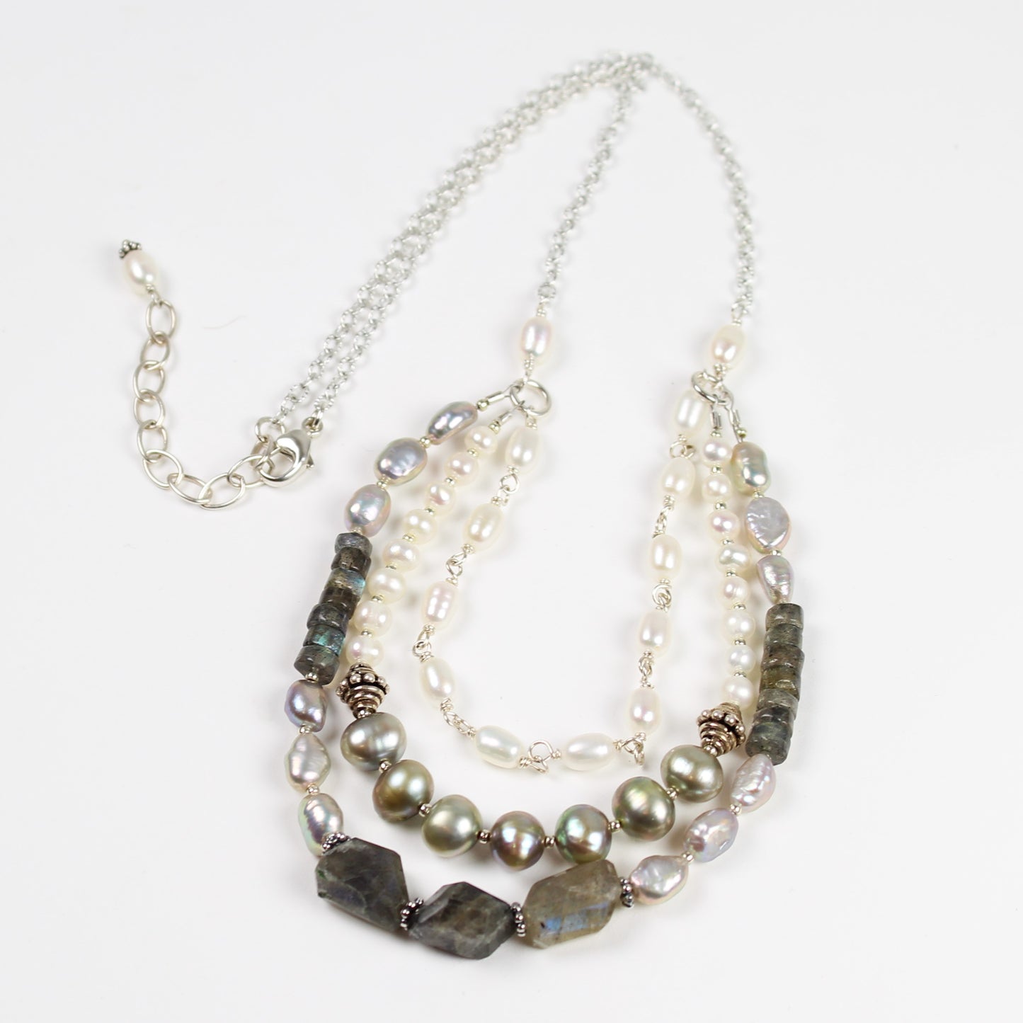 Pearl and Labradorite Multi-Strand Necklace