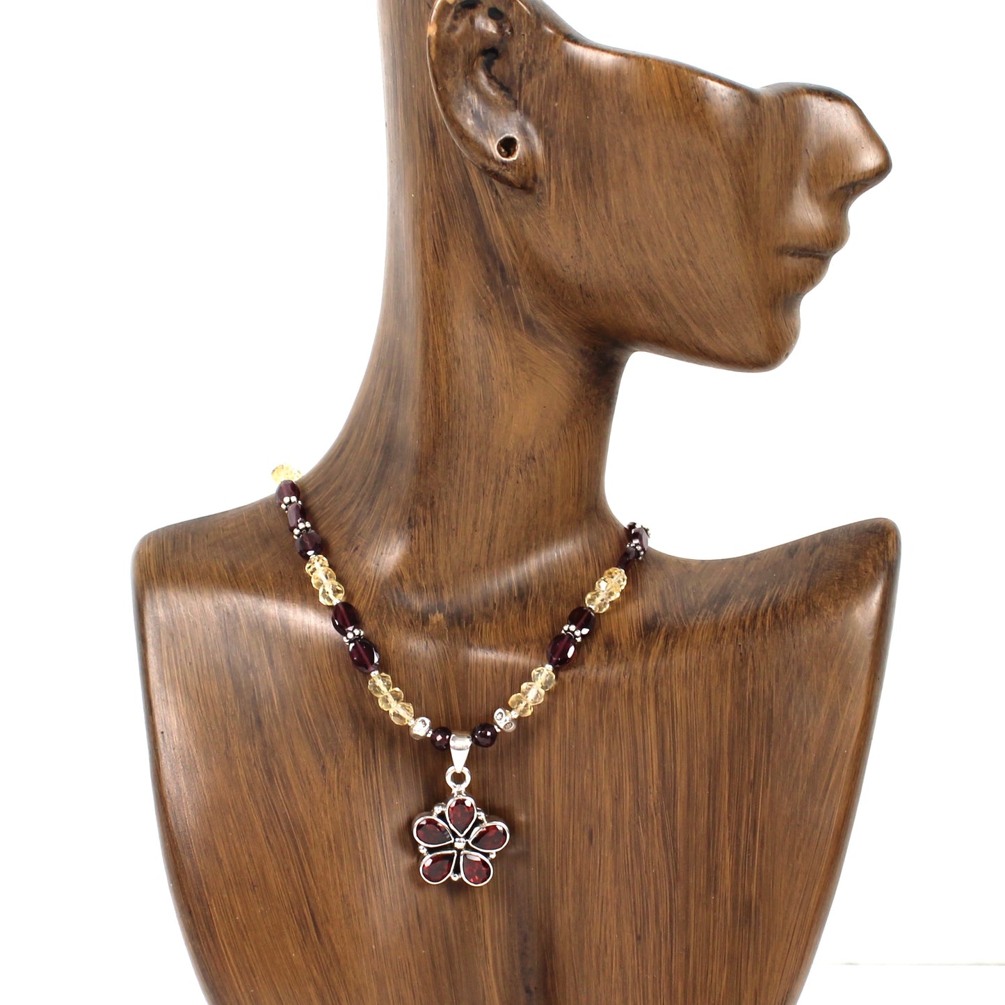 Garnet and Citrine Daisy Necklace