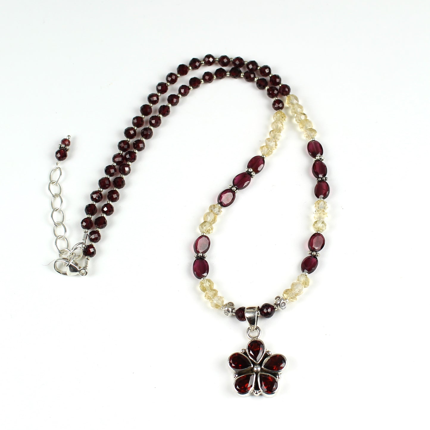 Garnet and Citrine Daisy Necklace