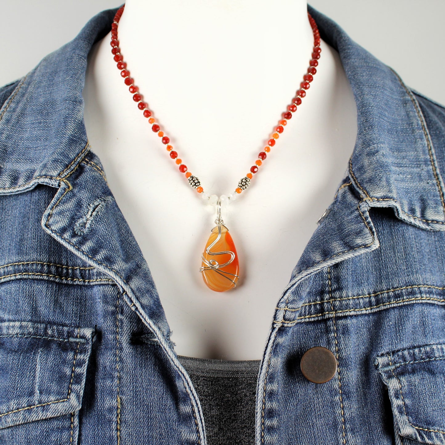 Carnelian Teardrop Necklace 7