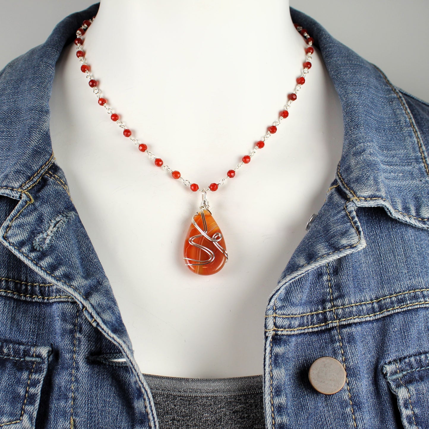 Carnelian Teardrop Necklace 8