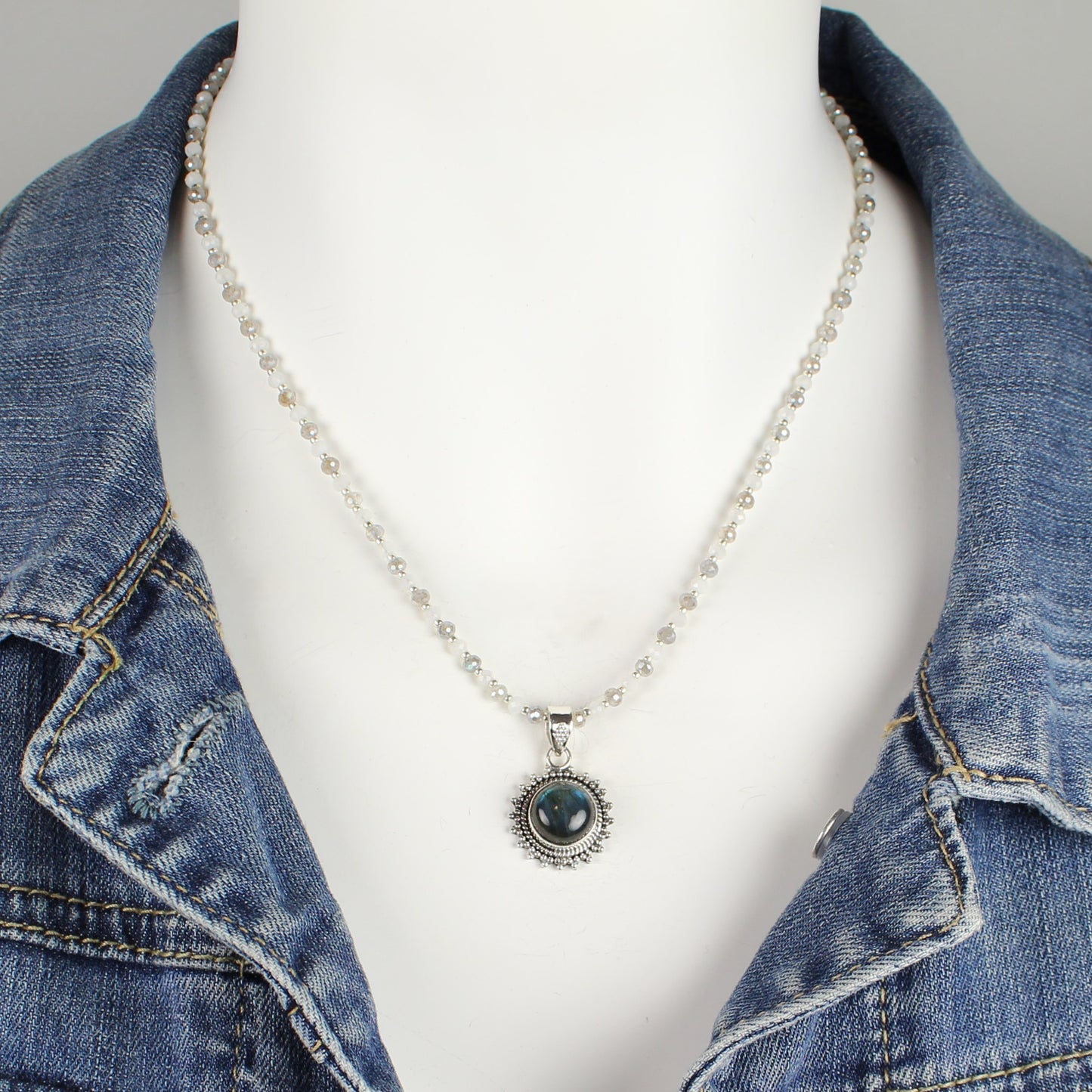 Labradorite Sun Pendant Necklace