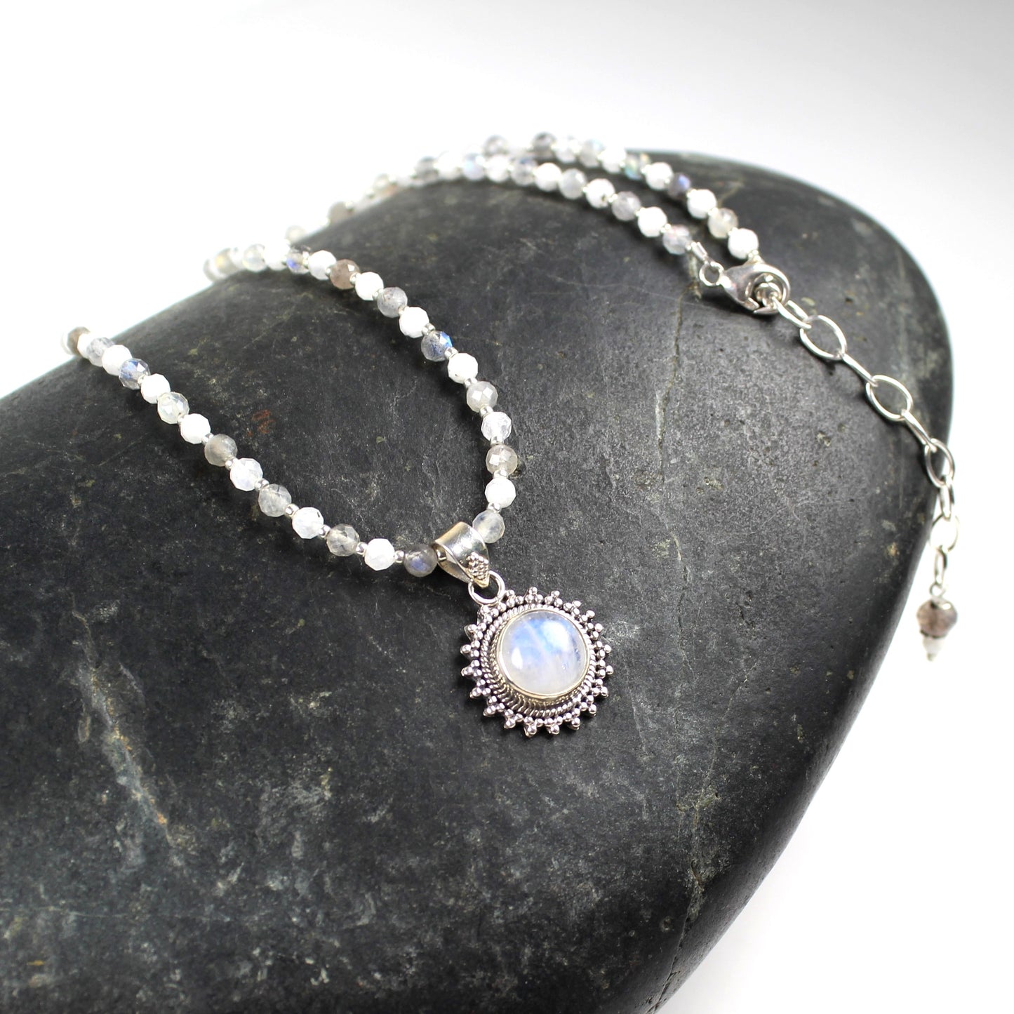 Moonstone Sun Pendant Necklace