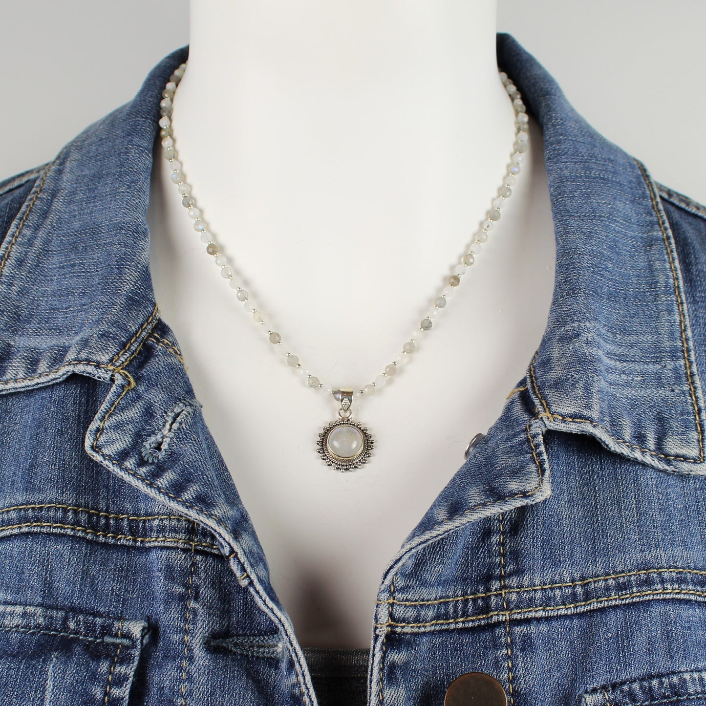 Moonstone Sun Pendant Necklace