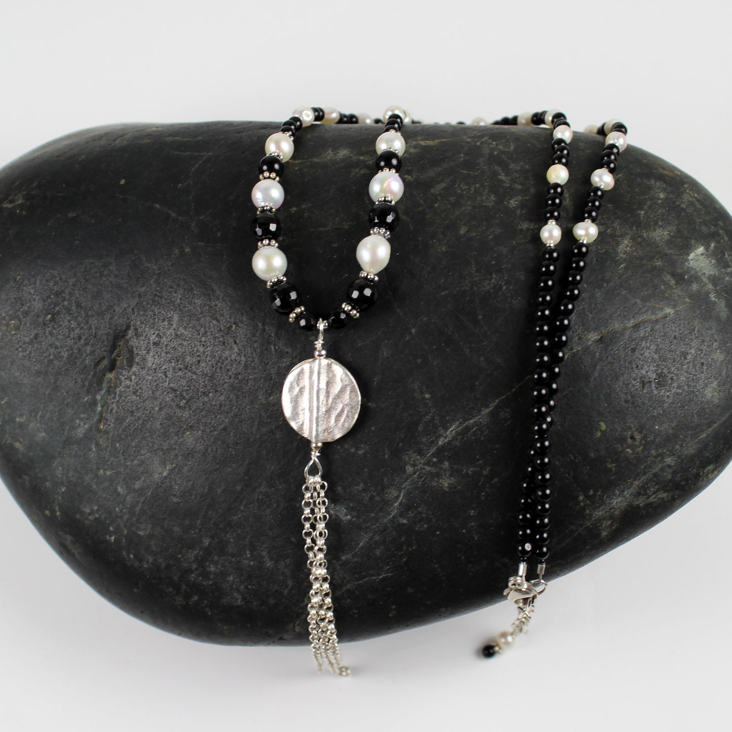 Black and White Tassel Necklace