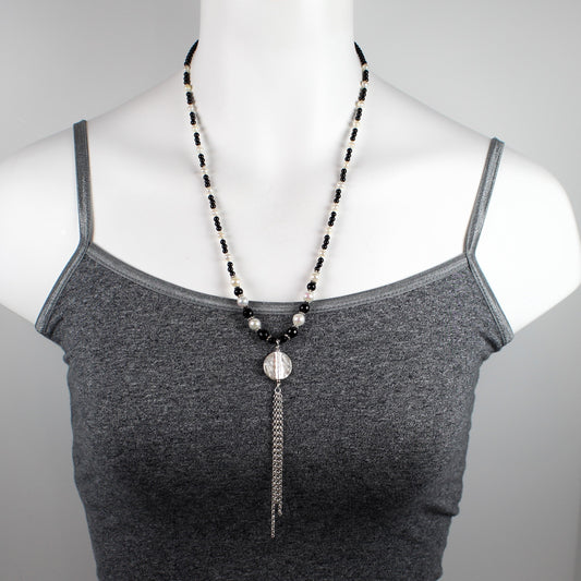 Black and White Tassel Necklace