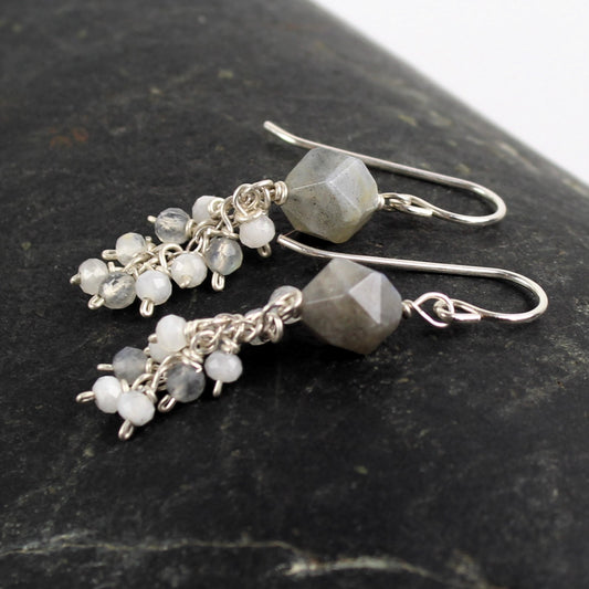 Labradorite and Moonstone Dangle Earrings