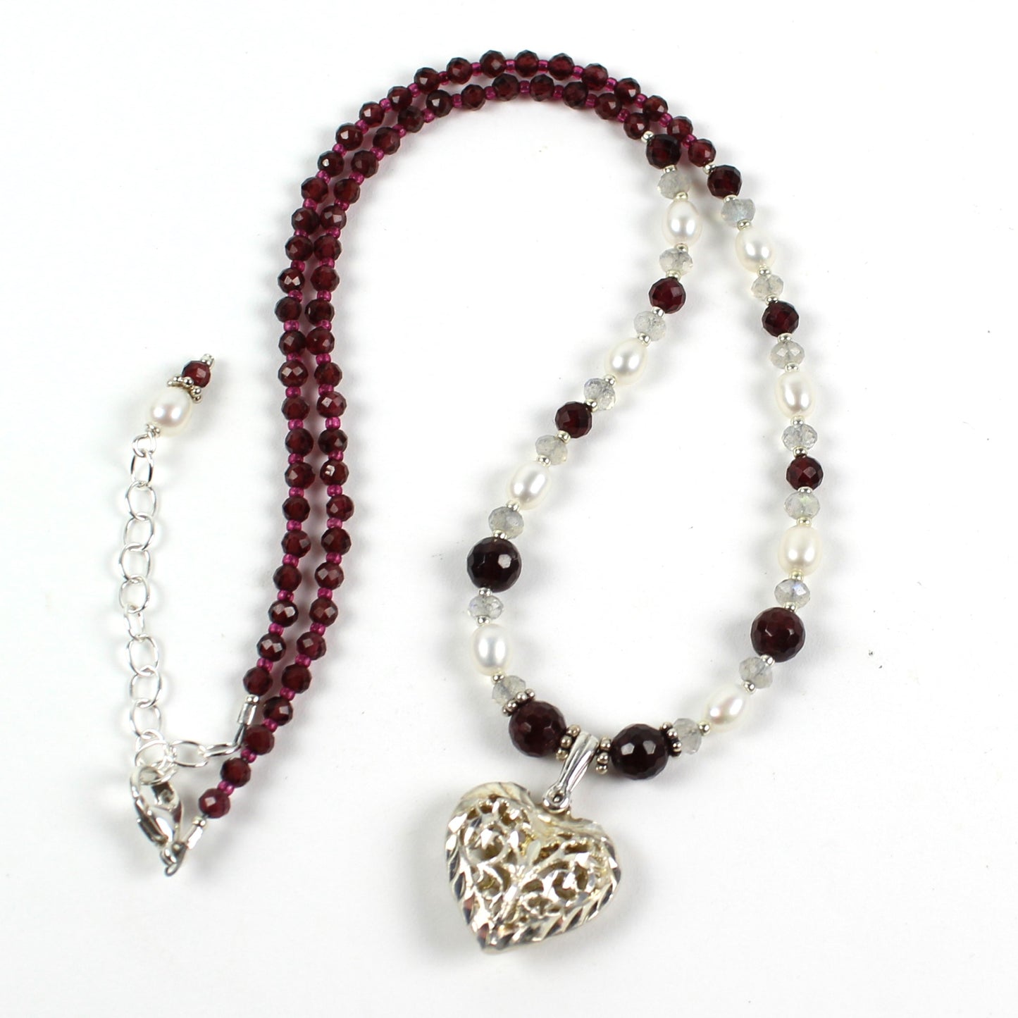 Garnet Heart Necklace