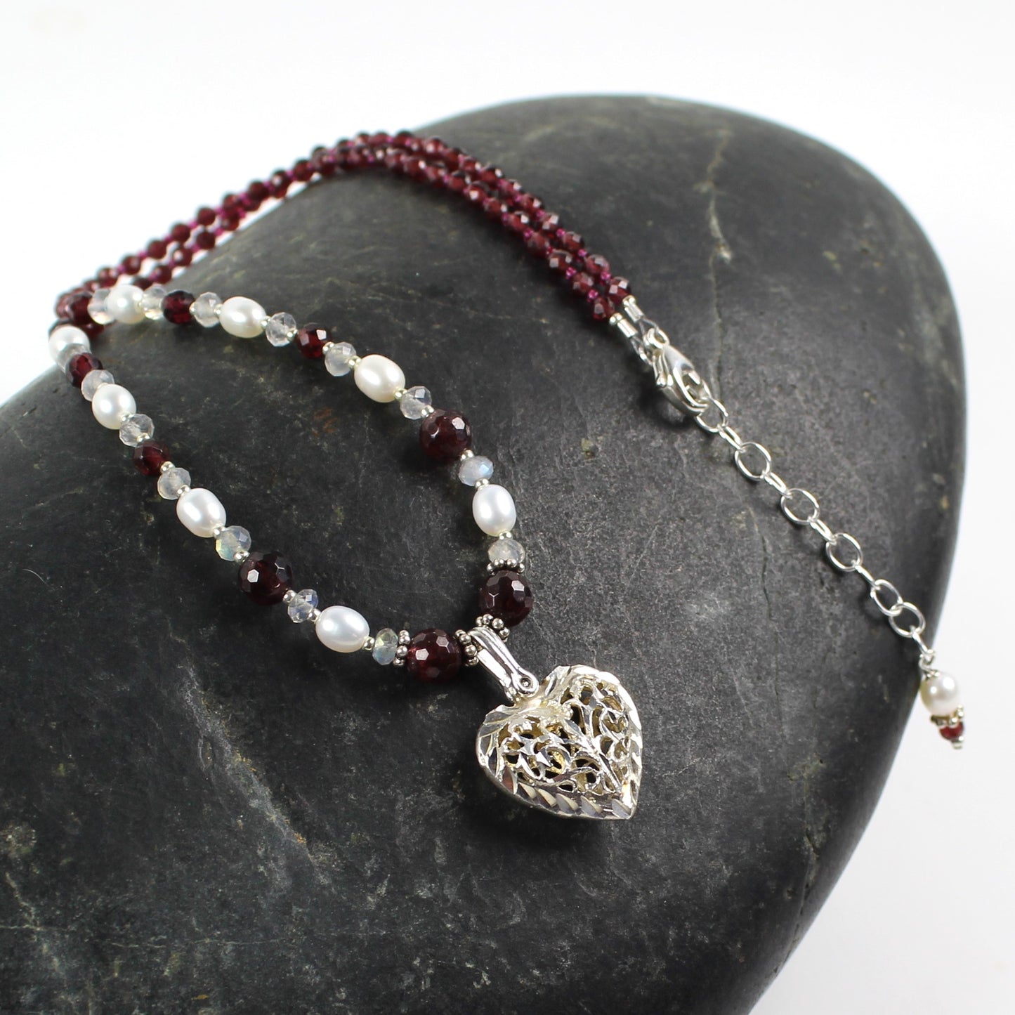 Garnet Heart Necklace