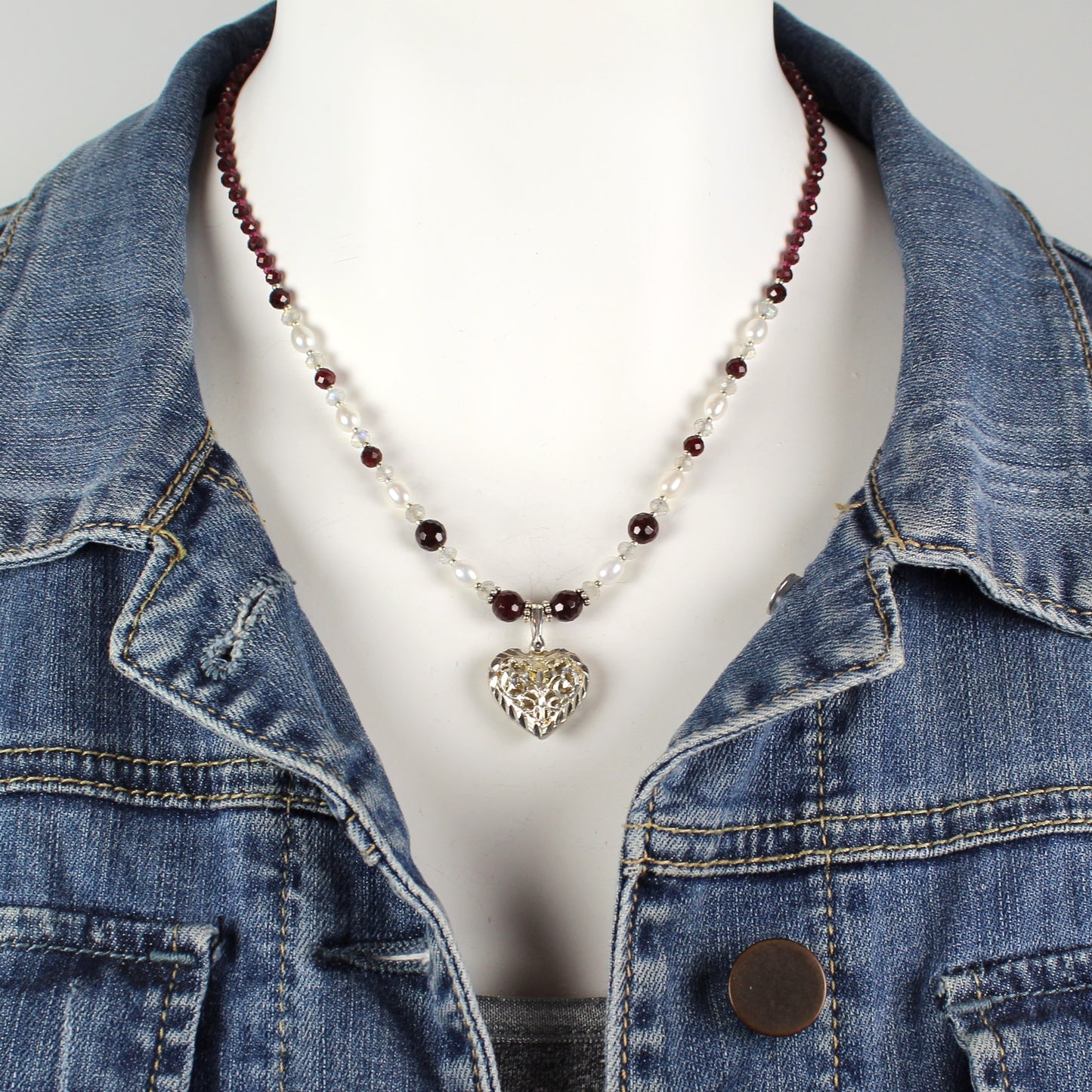 Garnet Heart Necklace