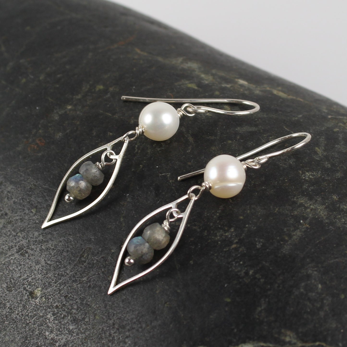 Pearl and Labradorite Dangle Earrings