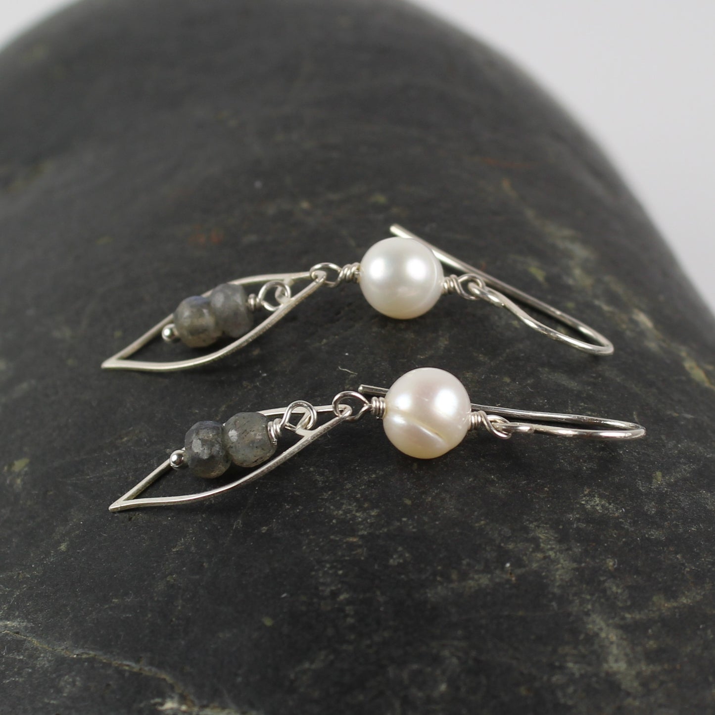 Pearl and Labradorite Dangle Earrings