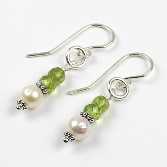Peridot and Pearl Earrings