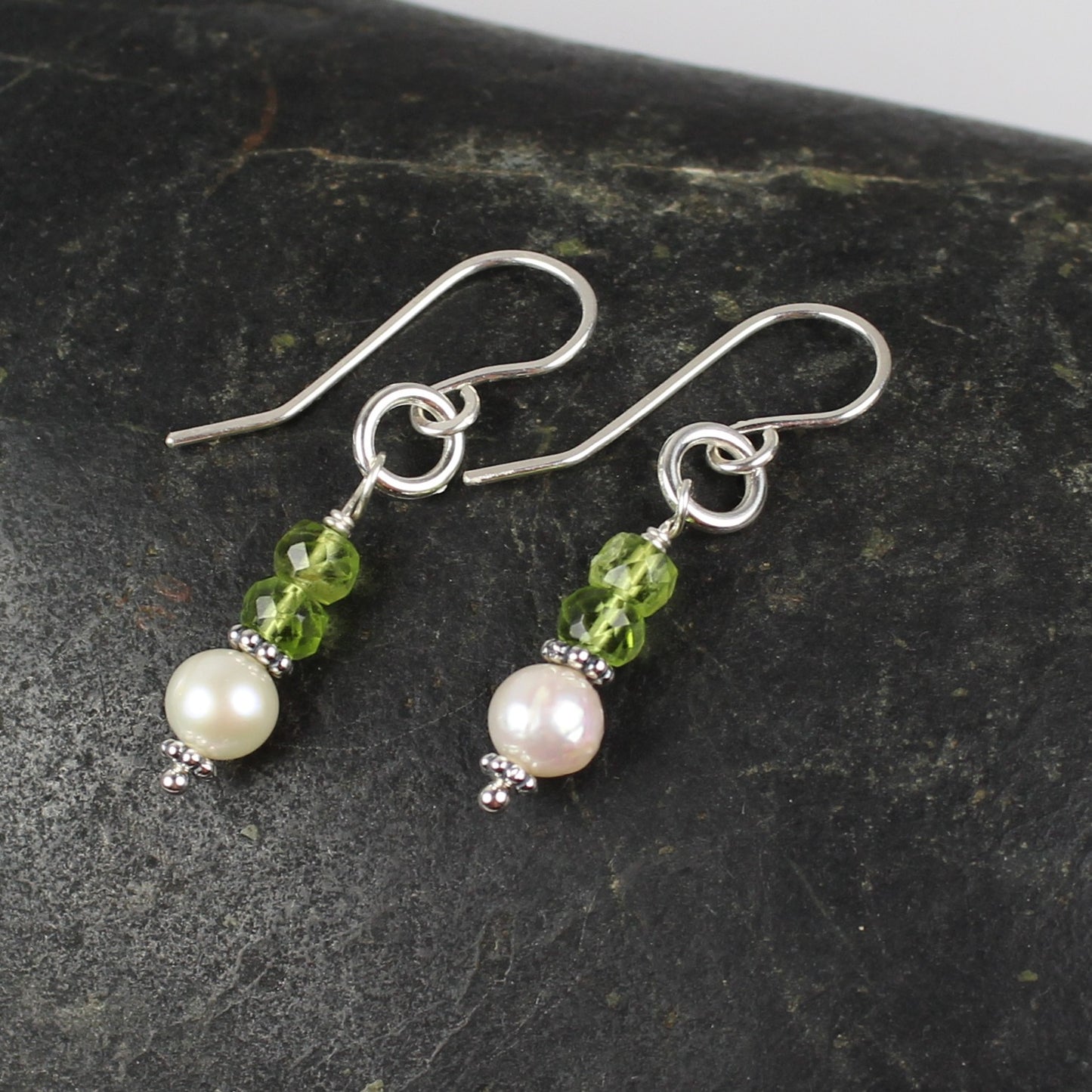 Peridot and Pearl Earrings