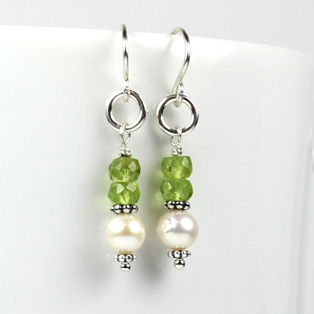 Peridot and Pearl Earrings