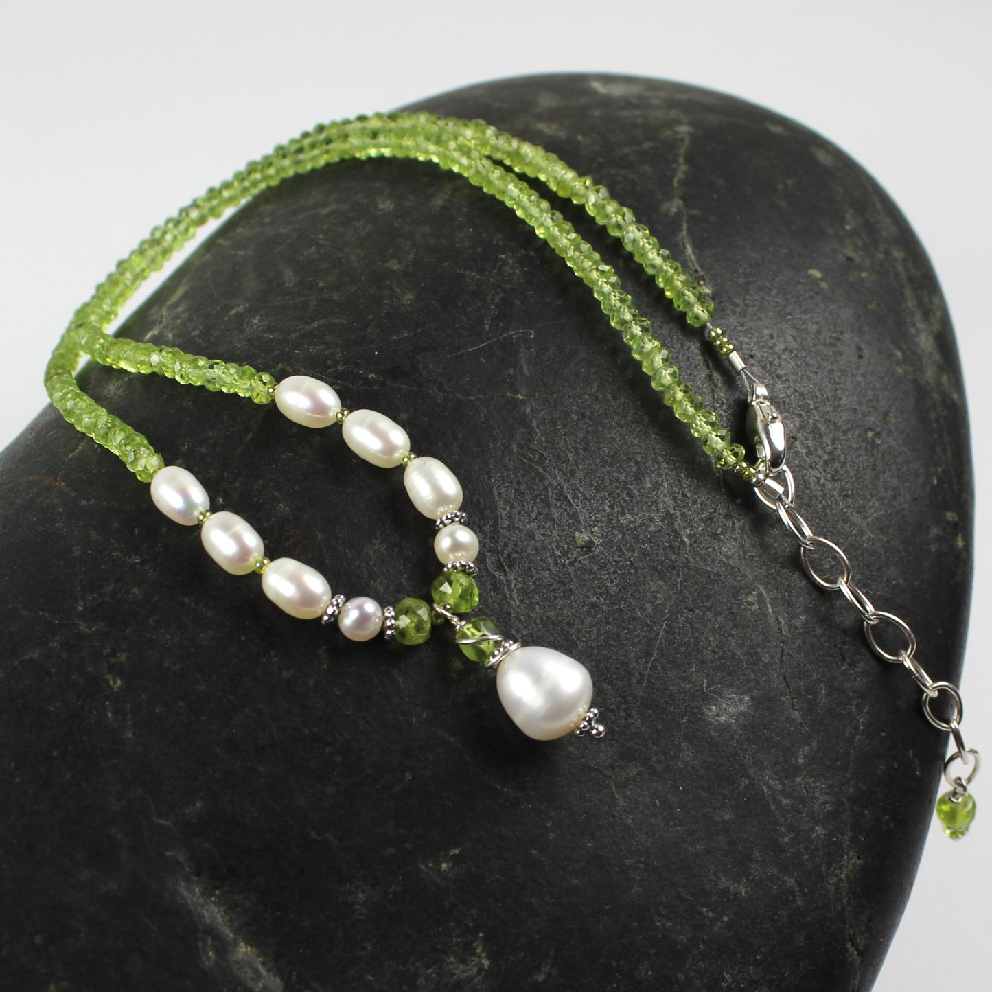 Peridot and Pearl Necklace