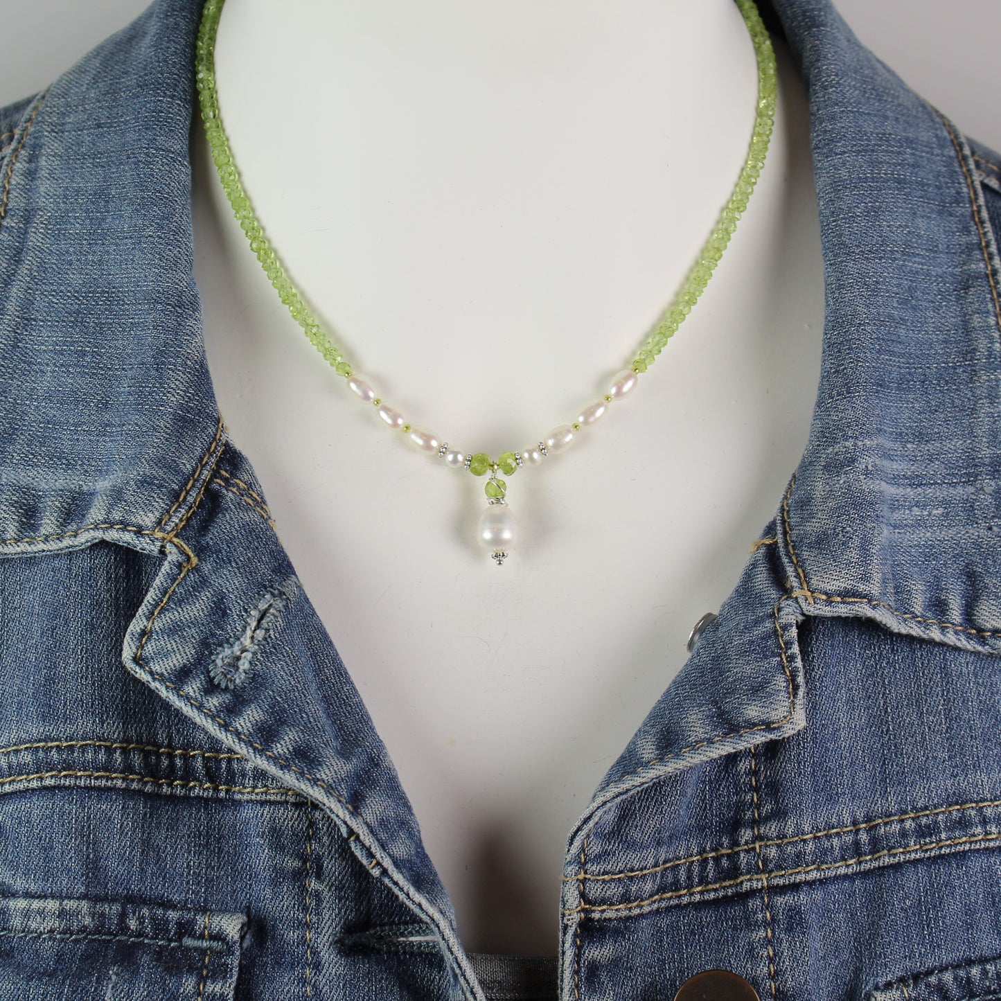 Peridot and Pearl Necklace