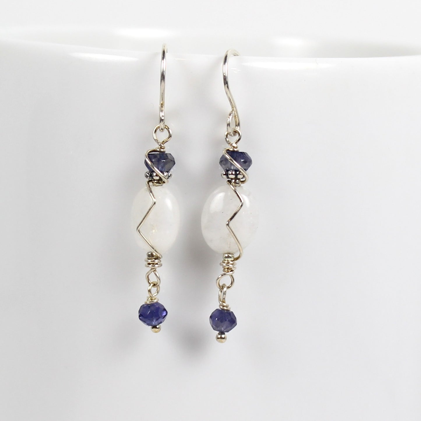 Moonstone and Iolite Earrings