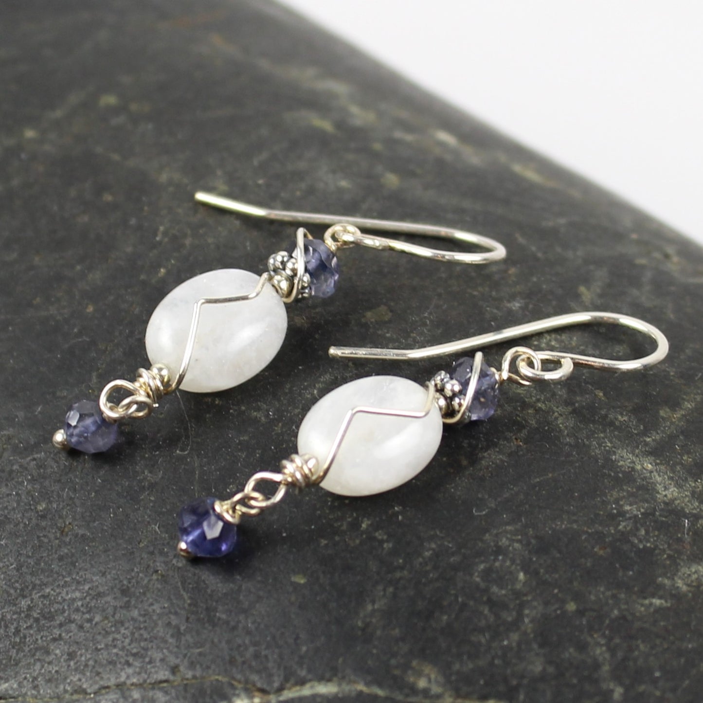 Moonstone and Iolite Earrings