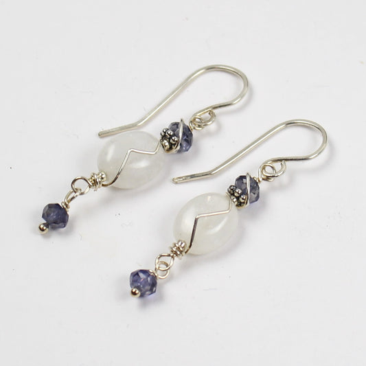 Moonstone and Iolite Earrings