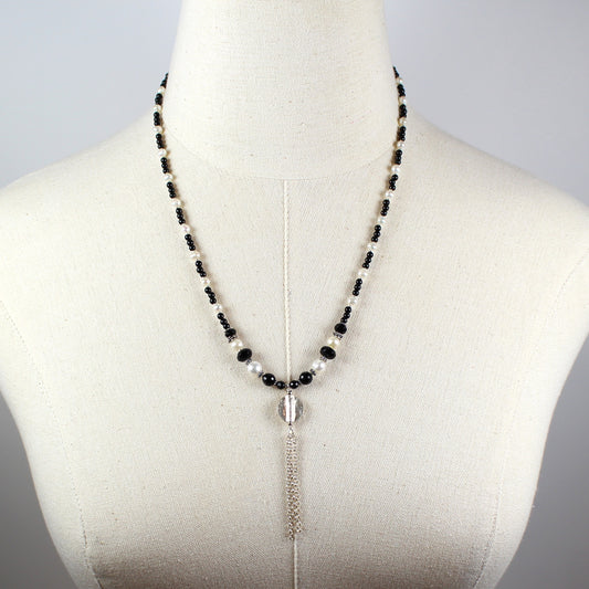 Black and White Tassel Necklace