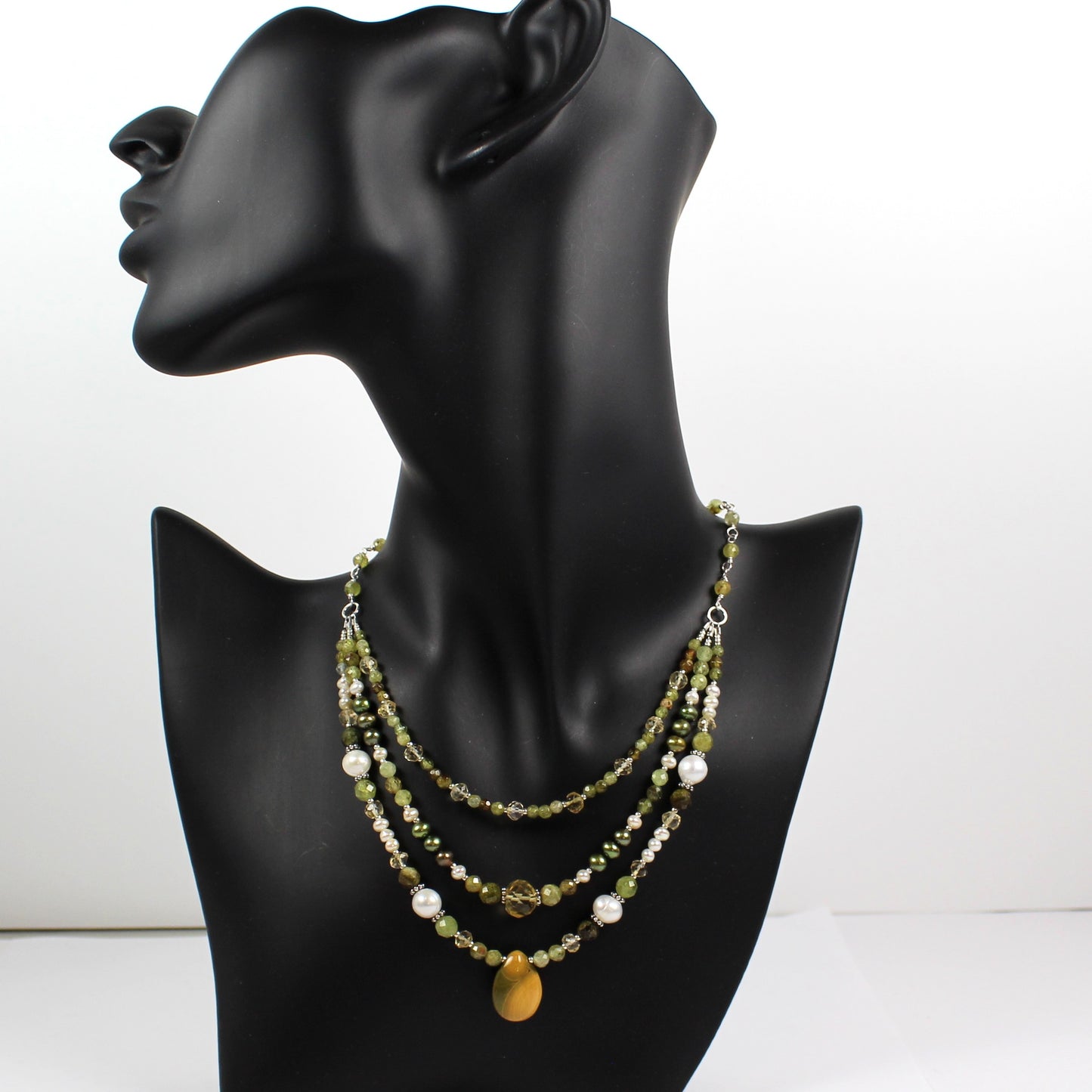 Green and Yellow 3-Strand Necklace