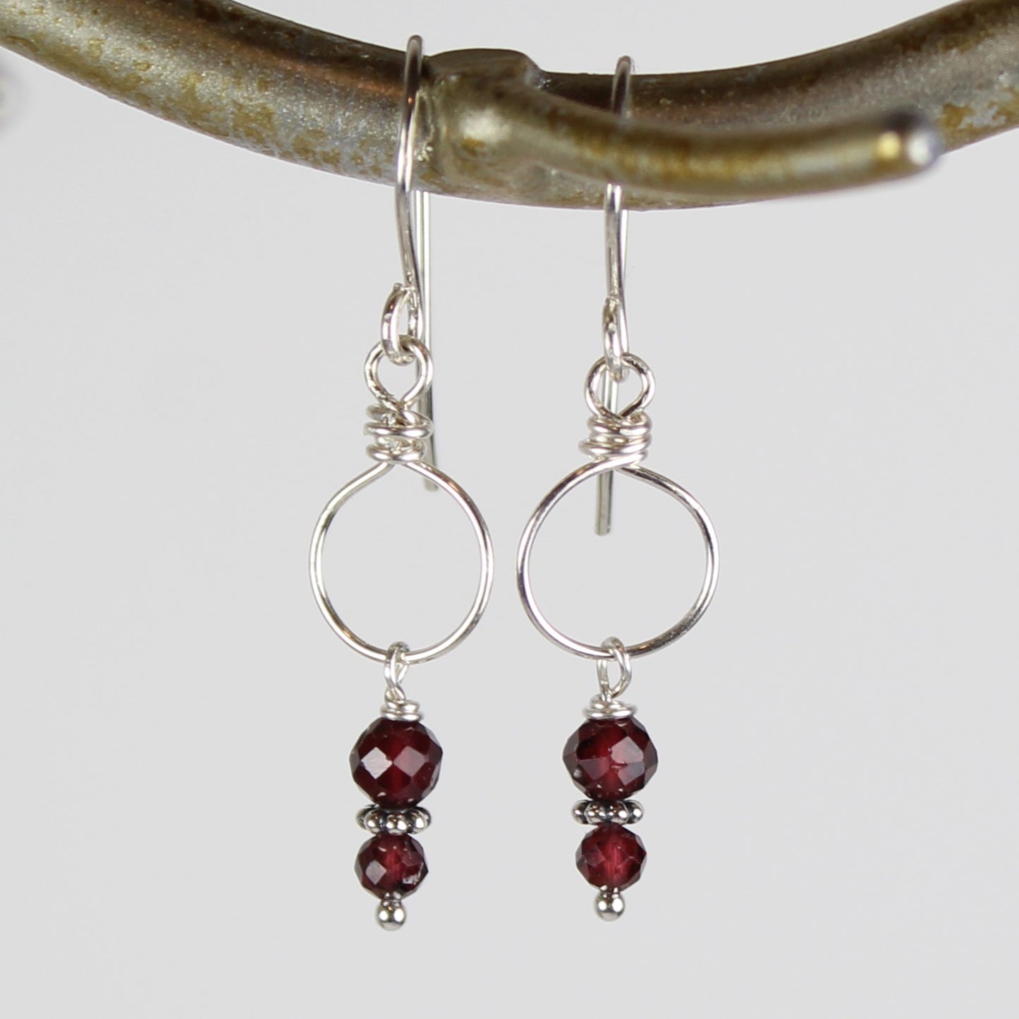 Garnet Loop Earrings