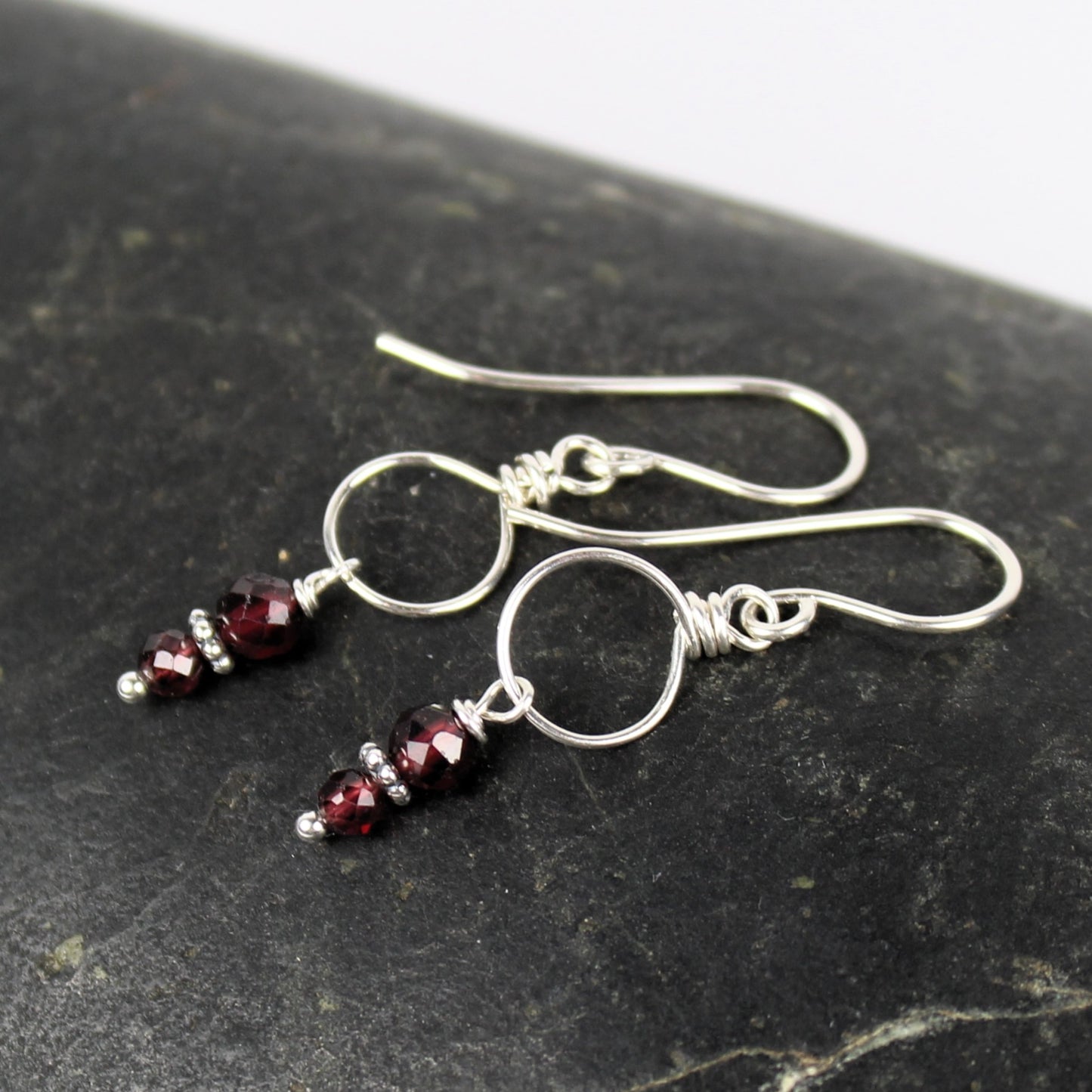 Garnet Loop Earrings