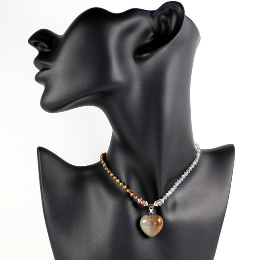 Jasper 2-Tone Heart Necklace