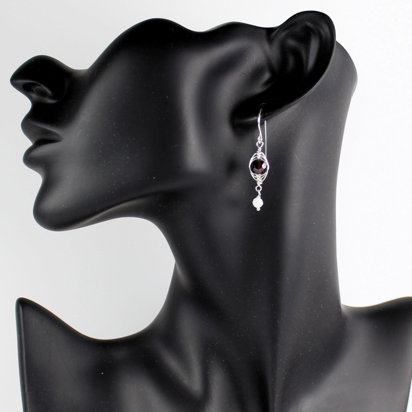 Garnet Herringbone Earrings