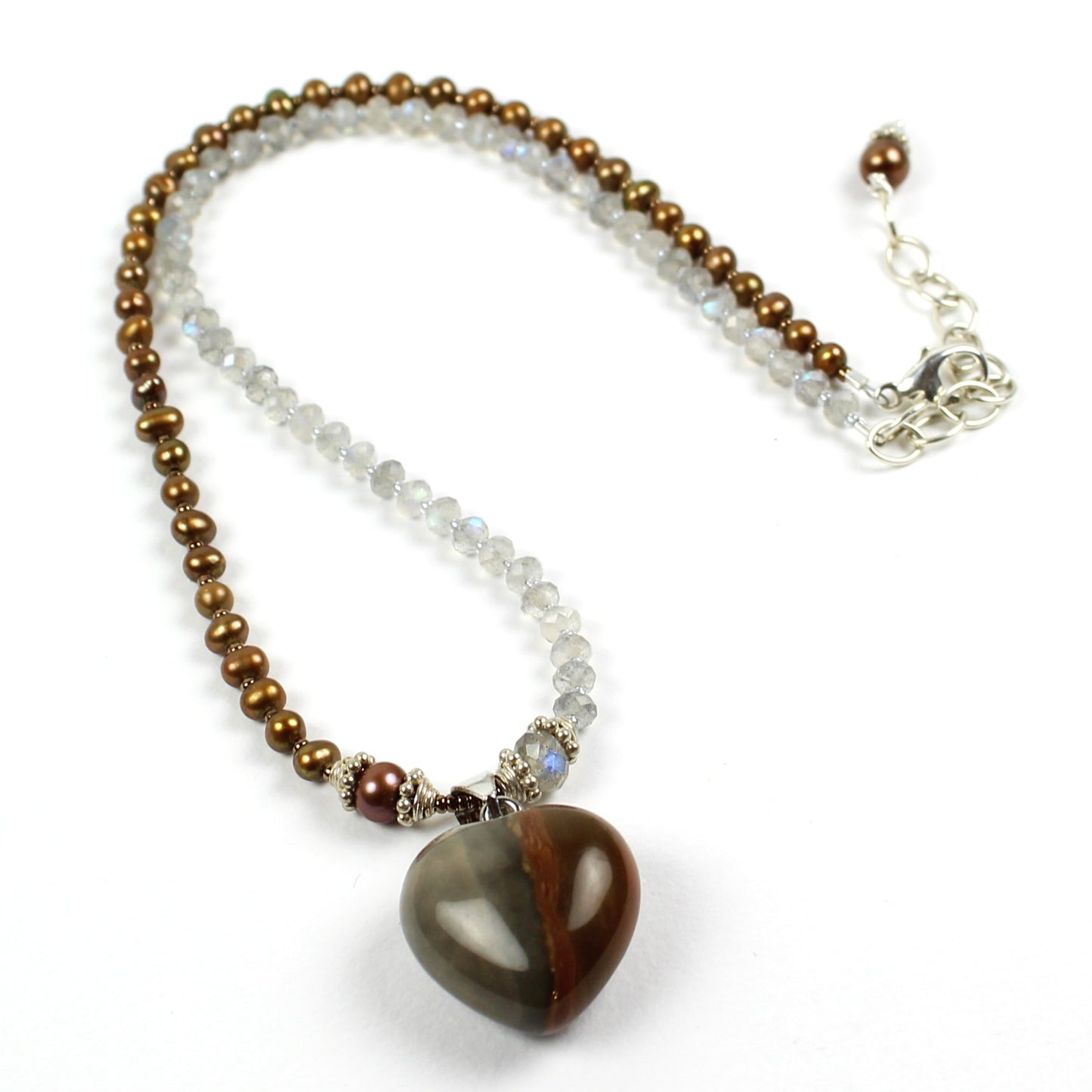 Jasper 2-Tone Heart Necklace