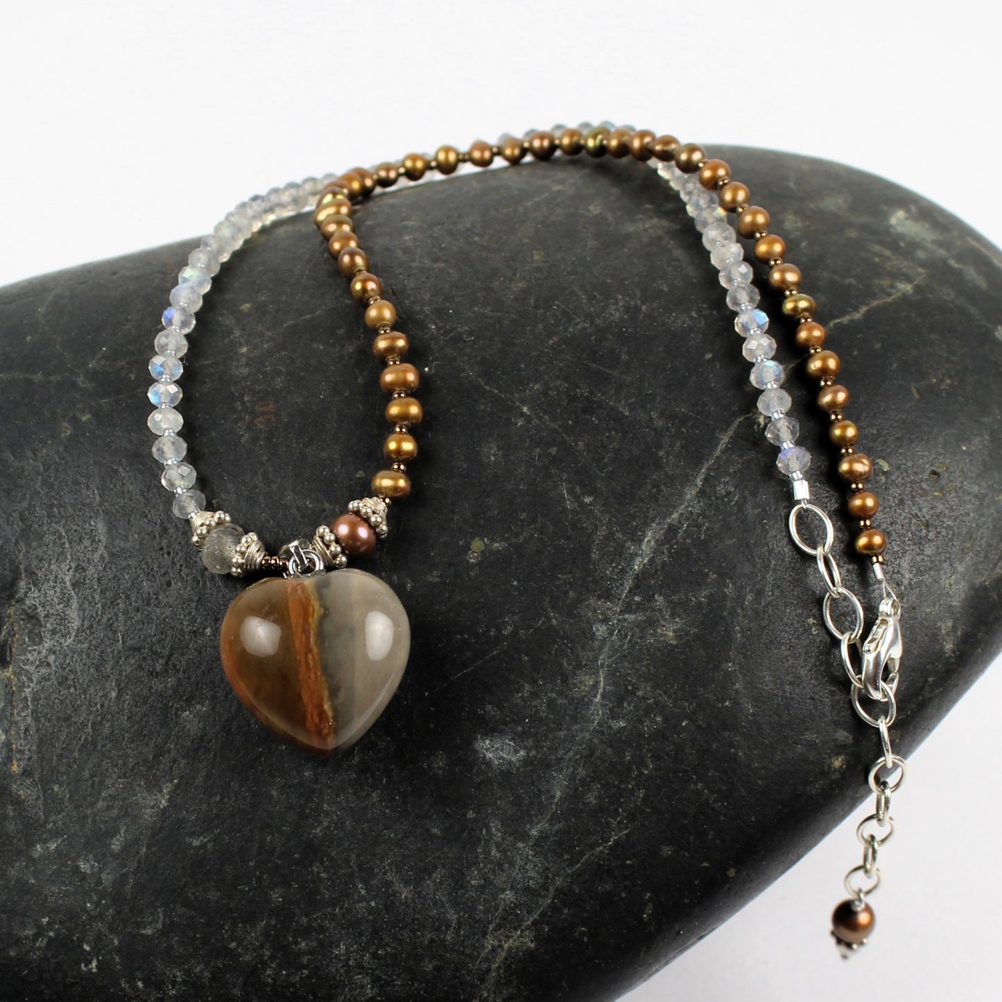 Jasper 2-Tone Heart Necklace